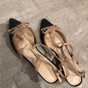 Elegant Black and Tan Women's Slingback Flats Kelly & Katie